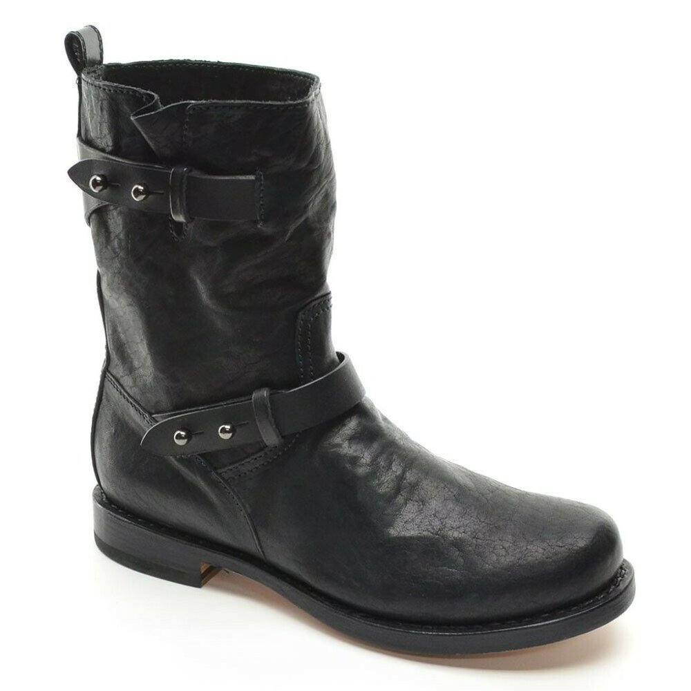 rag & bone Black Leather Moto Boot 41 Handmade new